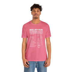 Believer Nutrition Facts Unisex Jersey Short Sleeve Tee