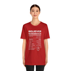 Believer Nutrition Facts Unisex Jersey Short Sleeve Tee