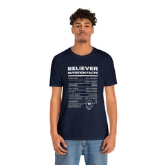 Believer Nutrition Facts Unisex Jersey Short Sleeve Tee