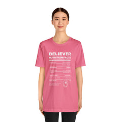 Believer Nutrition Facts Unisex Jersey Short Sleeve Tee