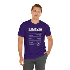 Believer Nutrition Facts Unisex Jersey Short Sleeve Tee