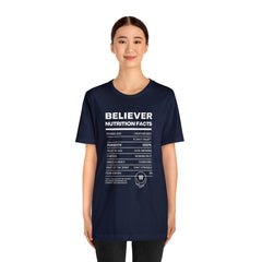 Believer Nutrition Facts Unisex Jersey Short Sleeve Tee