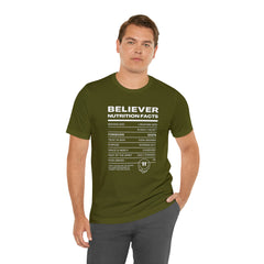 Believer Nutrition Facts Unisex Jersey Short Sleeve Tee