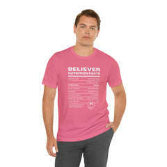 Believer Nutrition Facts Unisex Jersey Short Sleeve Tee