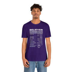 Believer Nutrition Facts Unisex Jersey Short Sleeve Tee