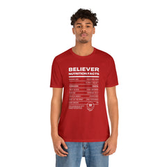 Believer Nutrition Facts Unisex Jersey Short Sleeve Tee