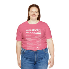 Believer Nutrition Facts Unisex Jersey Short Sleeve Tee