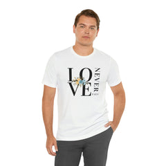 Love Never Fails White Unisex Jersey Short Sleeve Tee