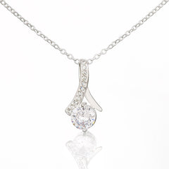 Alluring Beauty Diamond Pendant 14k White Gold Clear Necklace Cubic Zirconia Earring Set For Wife