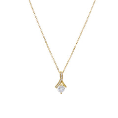Alluring Beauty Diamond Pendant 14k White Gold Clear Necklace Cubic Zirconia Earring Set For Mom