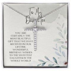 CZ Cross Necklace For Daughter