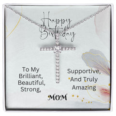 CZ Cross Necklace For Mom