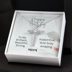 CZ Cross Necklace For Mom