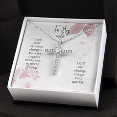 CZ Cross Necklace For Wife
