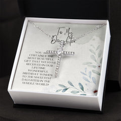 CZ Cross Necklace For Daughter