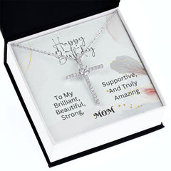 CZ Cross Necklace For Mom