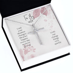 CZ Cross Necklace For Wife