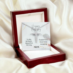 CZ Cross Necklace For Mom