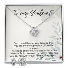 Cassidy Love Knot Earring & Necklace Set For Soulmate