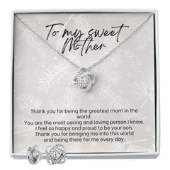 Love Knot Earrings & Necklace Set For Mom