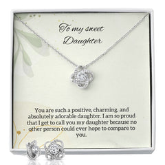 Cassidy Love Knot Earring & Necklace Set For Daughter