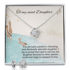 Love Knot Earrings & Necklace Set For Daughter
