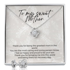 Love Knot Earrings & Necklace Set For Mom
