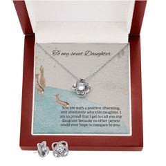 Love Knot Earrings & Necklace Set For Daughter