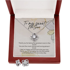 Cassidy Love Knot Earring And Necklace Set For Mom