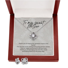 Love Knot Earrings & Necklace Set For Mom