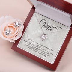 Love Knot Earrings & Necklace Set For Mom