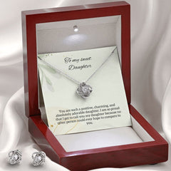 Cassidy Love Knot Earring & Necklace Set For Daughter