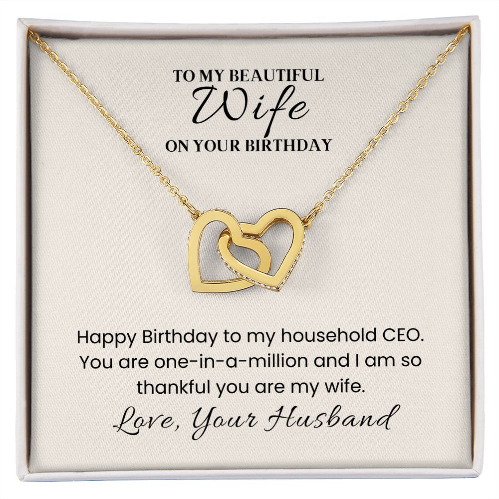 Interlocking Hearts Necklace for Wife Birthday