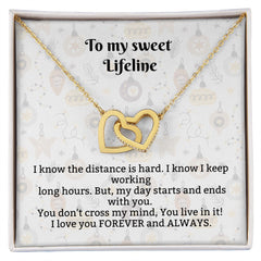 Interlocking Stainless Steel Rose Gold finish Hearts Necklace