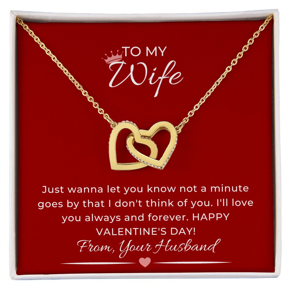 Interlocking Hearts Necklace For Her on Valentine's Day