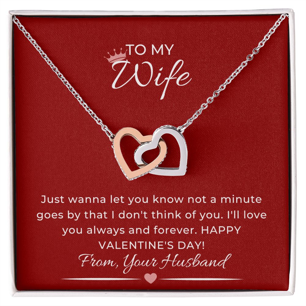 Interlocking Hearts Necklace For Her on Valentine's Day