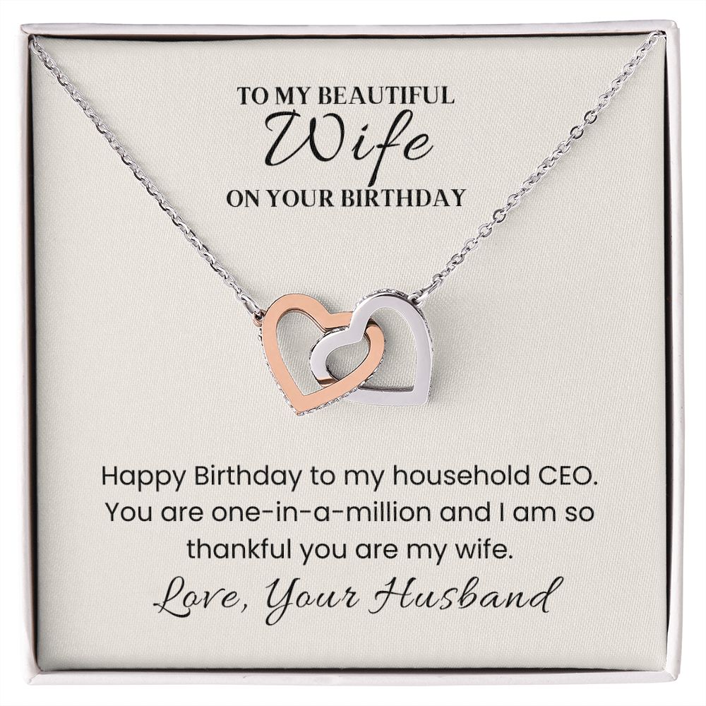 Interlocking Hearts Necklace for Wife Birthday