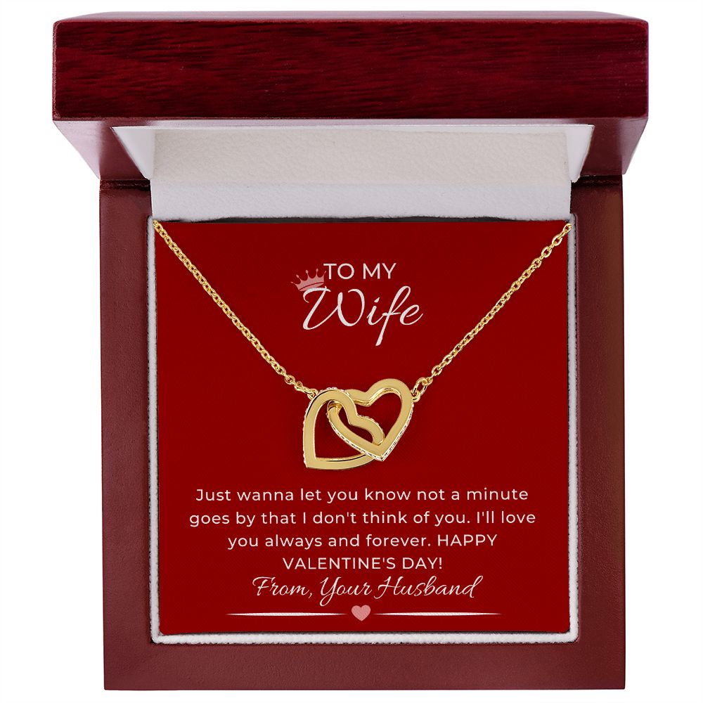 Interlocking Hearts Necklace For Her on Valentine's Day