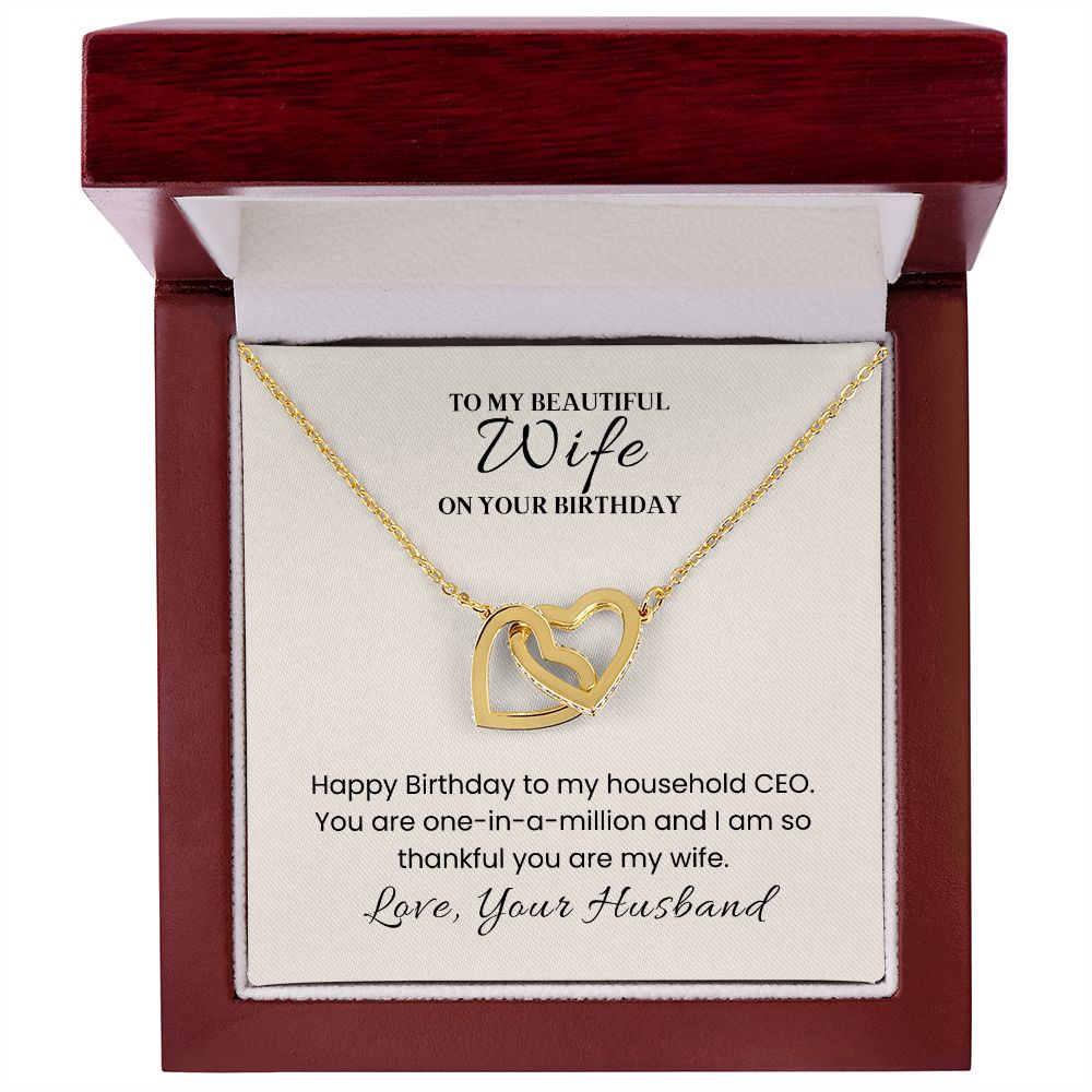 Interlocking Hearts Necklace for Wife Birthday
