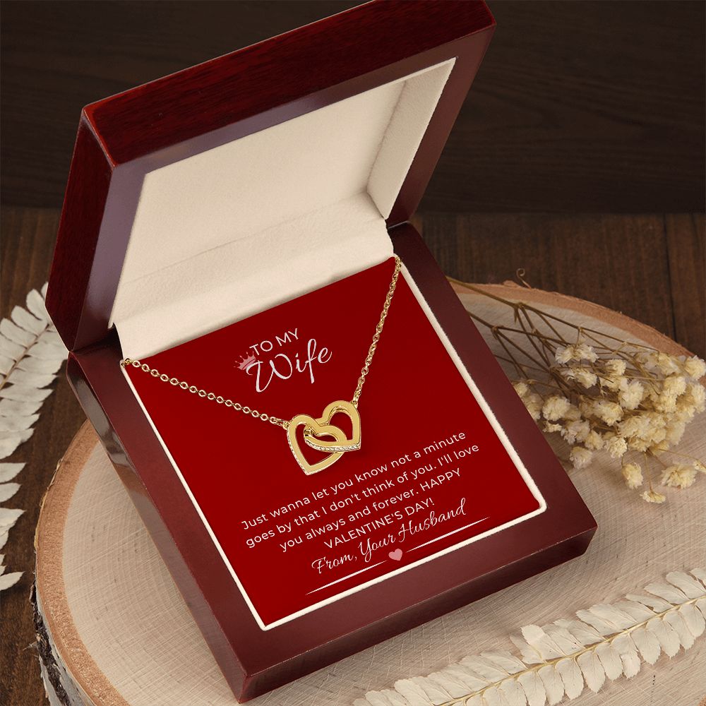 Interlocking Hearts Necklace For Her on Valentine's Day