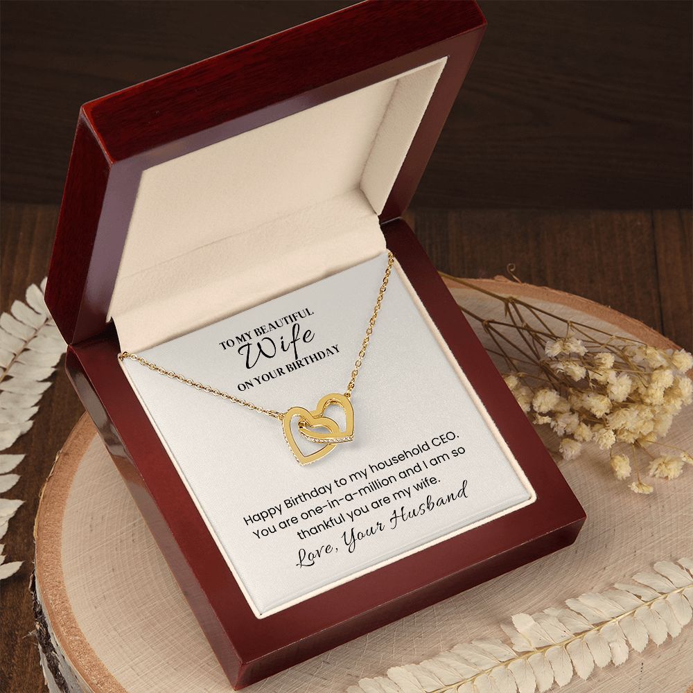 Interlocking Hearts Necklace for Wife Birthday