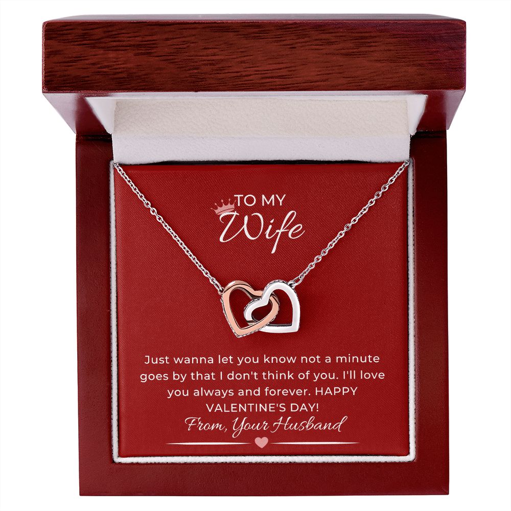 Interlocking Hearts Necklace For Her on Valentine's Day
