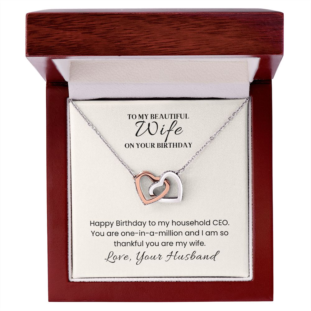 Interlocking Hearts Necklace for Wife Birthday