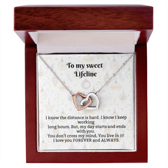 Interlocking Stainless Steel Rose Gold finish Hearts Necklace
