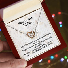 Interlocking Stainless Steel Rose Gold finish Hearts Necklace