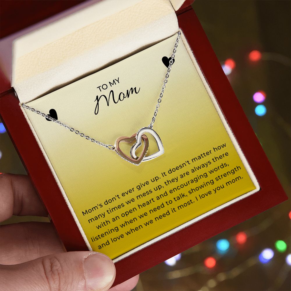 Interlocking Hearts Necklace for Gift for Mom