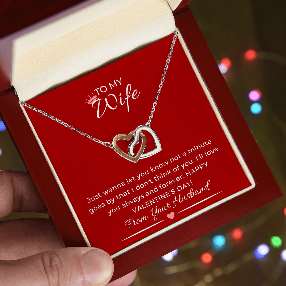 Interlocking Hearts Necklace For Her on Valentine's Day