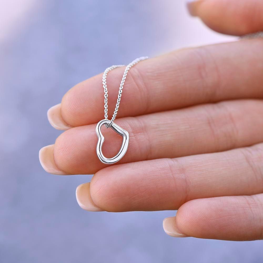 Delicate Heart Sterling Silver Necklace for Wife Birthday