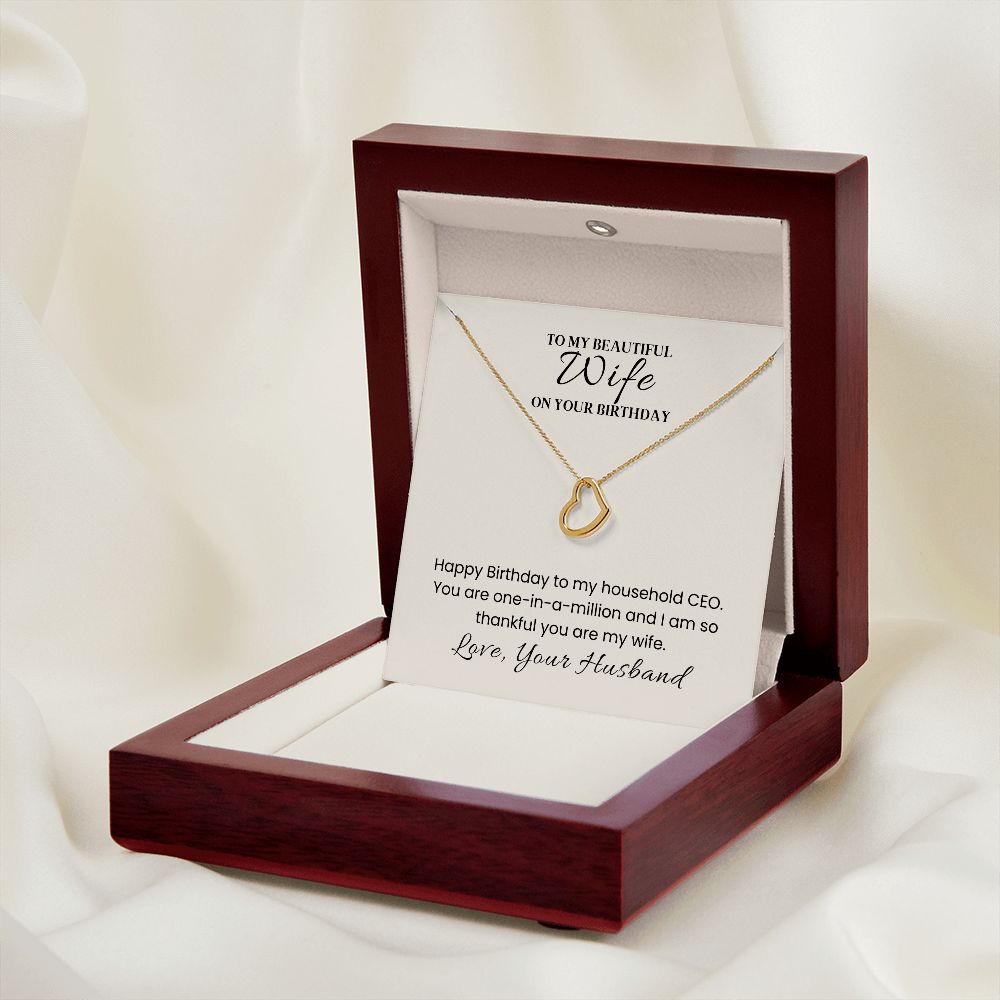 Delicate Heart Sterling Silver Necklace for Wife Birthday