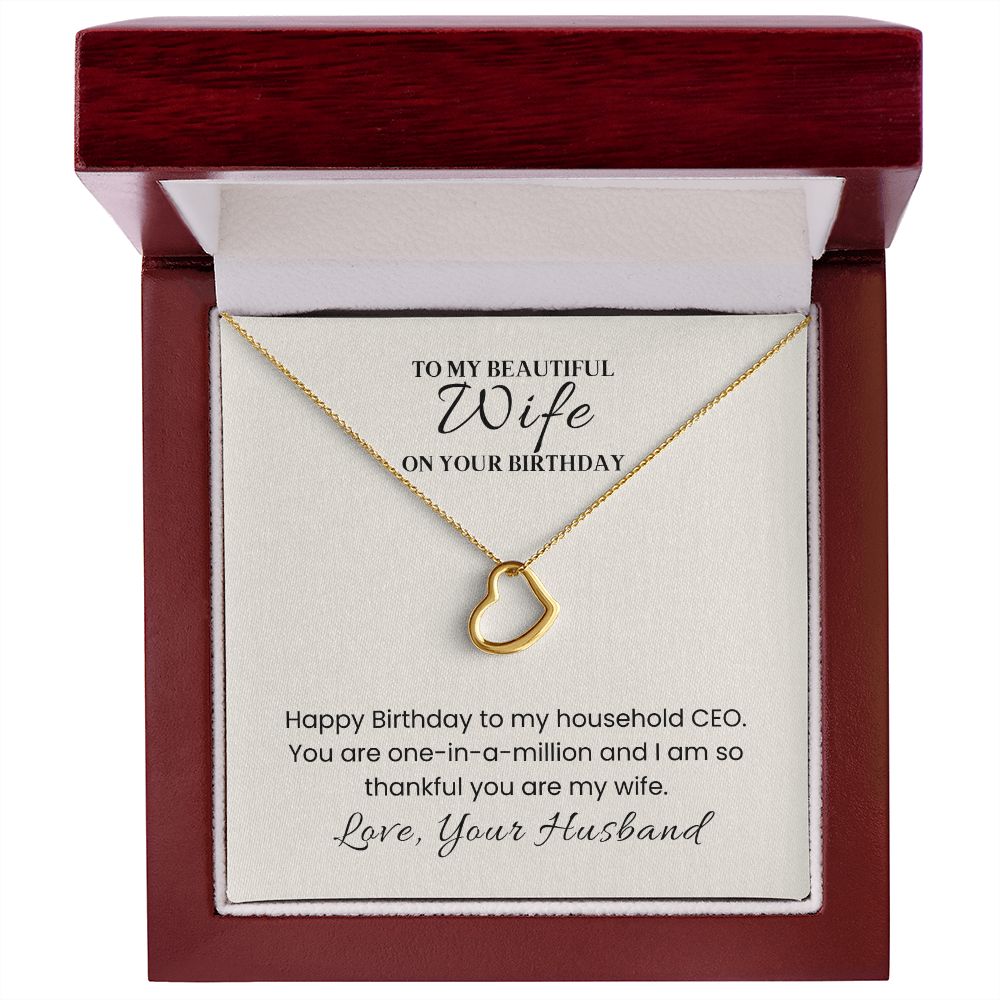 Delicate Heart Sterling Silver Necklace for Wife Birthday